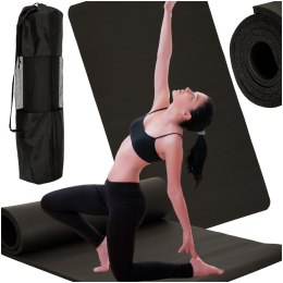 Mata fitness do ćwiczeń jogi gruba 185x83x1,5 cm czarna