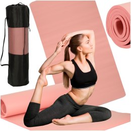 Mata fitness do ćwiczeń jogi gruba 185x83x1,5 cm różowa