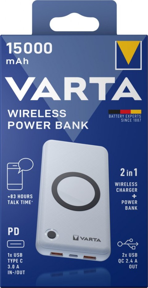 POWER BANK WIRELESS 15000mAh VARTA