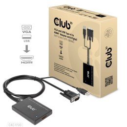 CLUB3D CAC-1720 adapter kablowy 0,6 m HDMI Typu A (Standard) VGA (D-Sub) + USB Czarny