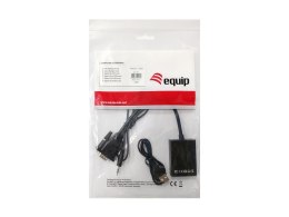 Equip 119038 adapter kablowy 0,2 m VGA (D-Sub) + 3.5mm DVI-D + USB Czarny