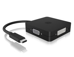 ICY BOX IB-DK1104-C 0,15 m USB Type-C DVI + VGA + DisplayPort + HDMI Czarny