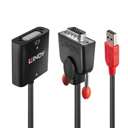 Lindy 38184 adapter kablowy 0,2 m DVI-D VGA (D-Sub) + USB Czarny, Pomarańczowy