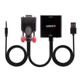 Lindy 38284 adapter kablowy VGA (D-Sub) + 3.5mm HDMI + USB Czarny