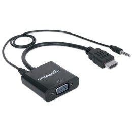 Manhattan 151559 adapter kablowy 0,3 m HDMI + 3.5mm VGA (D-Sub) Czarny