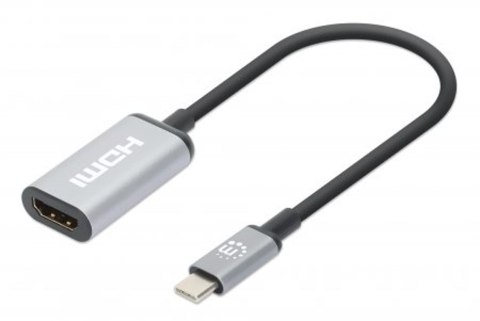 Manhattan 153706 adapter kablowy 0,15 m USB Type-C HDMI Czarny, Srebrny