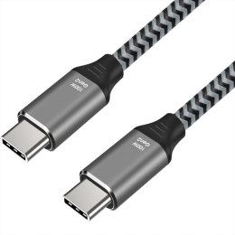 KABEL USB-C męski - męski 20Gbps 100W 5A (ALU) oplot 2m ART oem