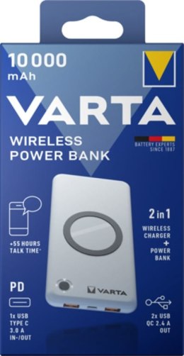 Varta 57913 Litowo-polimerowy (LiPo) 10000 mAh Bezprzewodowe ładowanie Biały