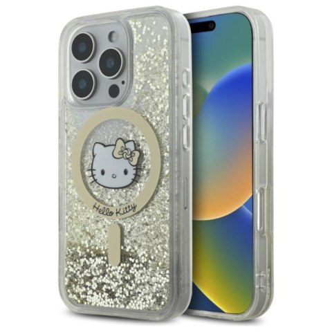 Hello Kitty Liquid Glitter Fever MagSafe - Etui iPhone 16 Pro (biały / złoty)