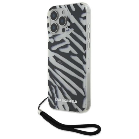 Karl Lagerfeld IML Zebra Pattern & Cord - Etui iPhone 16 Pro Max (czarny)