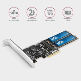 Axagon PCES-SA4M2 PCIe Controller 2x internal SATA 6G port+ M.2 B-key adapter Wewnętrzny M.2, SATA