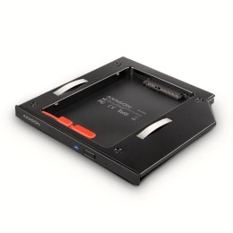 Axagon RSS-CD09 2.5 SSD/HDD caddy into DVD slot 9.5 mm LED ALU adapter Wewnętrzny SATA