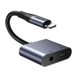 Adapter audio 2w1 Joyroom SY-L01 lightning do 3.5mm + lightning (czarny)