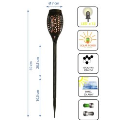 POCHODNIA LAMPA SOLARNA TAŃCZĄCE PŁOMYKI 12 LED SMD 7x7x50CM