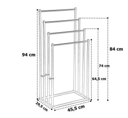 Stojak wieszak na ręczniki 4 ramiona TORMES czarny