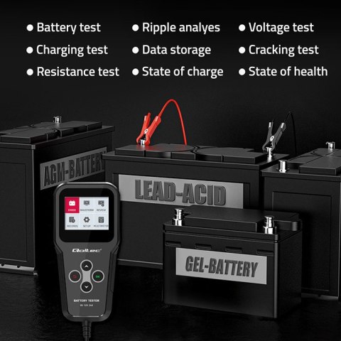 Qoltec Cyfrowy tester akumulatora 3w1 z LCD | Polskie Menu | 6V | 12V | 24V | 10Ah-200Ah Qoltec Cyfrowy tester akumulatora 3w1 z LCD | Polskie Menu | 6V | 12V | 24V | 10Ah-200Ah
