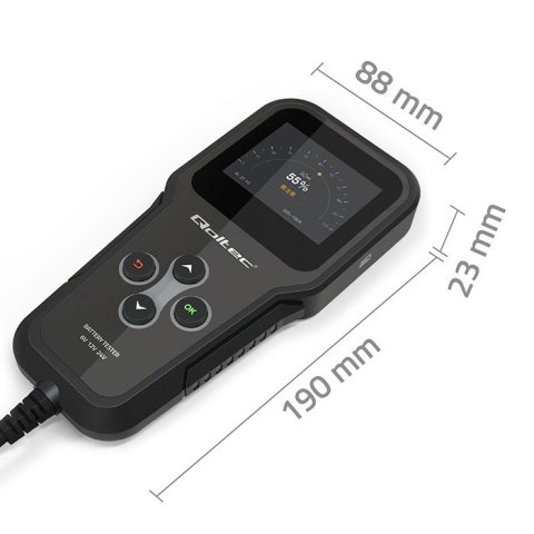 Qoltec Cyfrowy tester akumulatora 3w1 z LCD | Polskie Menu | 6V | 12V | 24V | 10Ah-200Ah Qoltec Cyfrowy tester akumulatora 3w1 z LCD | Polskie Menu | 6V | 12V | 24V | 10Ah-200Ah