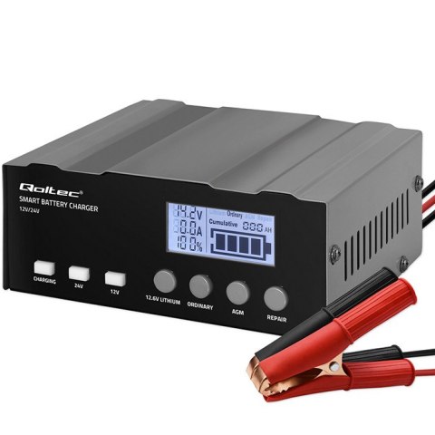 Qoltec Inteligentna mikroprocesorowa ładowarka 12V | 12.6V | 24V | Prostownik z funkcją naprawy do AGM GEL | LCD Qoltec Inteligentna mikroprocesorowa ładowarka 12V | 12.6V | 24V | Prostownik z funkcją naprawy do AGM GEL | LCD