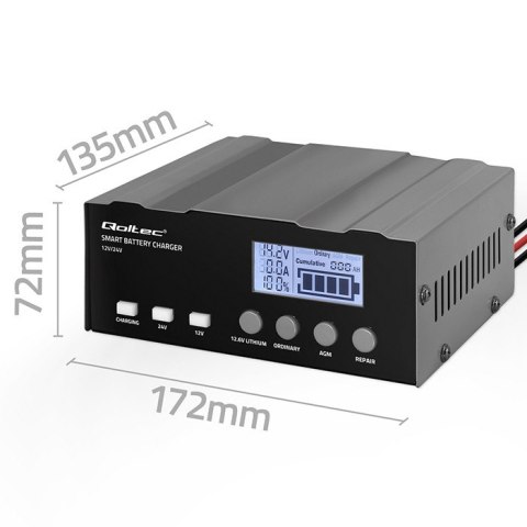 Qoltec Inteligentna mikroprocesorowa ładowarka 12V | 12.6V | 24V | Prostownik z funkcją naprawy do AGM GEL | LCD Qoltec Inteligentna mikroprocesorowa ładowarka 12V | 12.6V | 24V | Prostownik z funkcją naprawy do AGM GEL | LCD