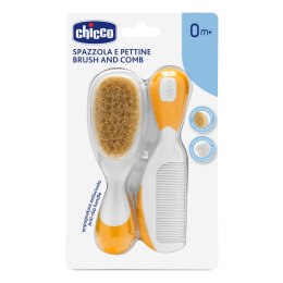 Szczotka CHICCO naturalne włosie + grzebyk pomarańczowy 0 m+ Szczotka CHICCO naturalne włosie + grzebyk pomarańczowy 0 m+