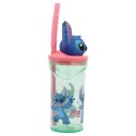 Disney Stitch - Kubek ze słomką i figurką 3D z kolekcji Flowers 360 ml