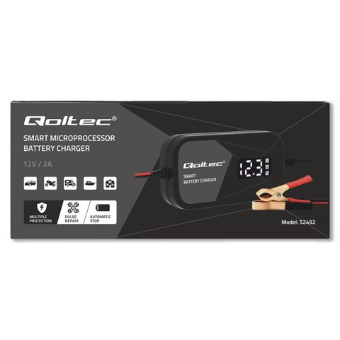 Qoltec Inteligentna mikroprocesorowa ładowarka 12V | 2A | Prostownik do akumulatora AGM GEL | LCD Qoltec Inteligentna mikroprocesorowa ładowarka 12V | 2A | Prostownik do akumulatora AGM GEL | LCD
