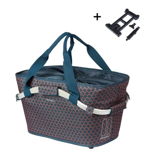 Kosz na bagażnik BASIL FLAIR CARRY ALL REAR BASKET, MIK z adapterem do mocowania, 22L, Wodoodporna, Navy (NEW 2025)