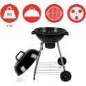 GRILL OGRODOWY KULISTY REX STALOWY 46CM Z POPIELNIKIEM