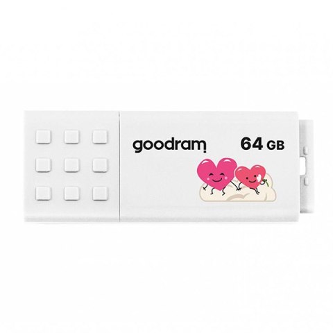 Goodram USB flash disk, USB 2.0, 64GB, UME2, biały, UME2-0640W0R11-V, USB A, z osłoną