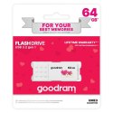 Goodram USB flash disk, USB 2.0, 64GB, UME2, biały, UME2-0640W0R11-V, USB A, z osłoną