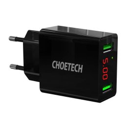 Ładowarka sieciowa C0028 2*USB-A z wyświetlaczem (czarna)