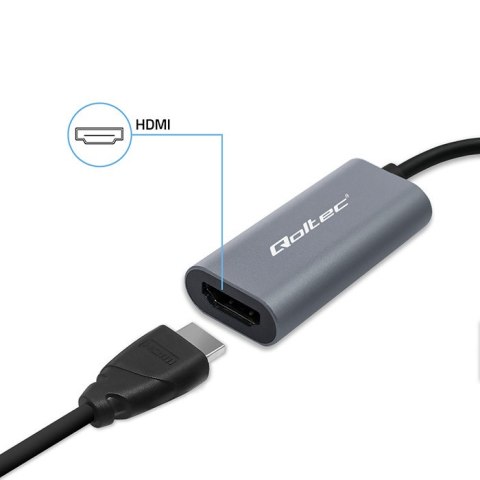 Qoltec Adapter Aluminiowa Przejściówka USB-C 3.1 MHL na HDMI 4K | 60Hz | 32AWG do Laptop Smartfon Qoltec Adapter Aluminiowa Przejściówka USB-C 3.1 MHL na HDMI 4K | 60Hz | 32AWG do Laptop Smartfon