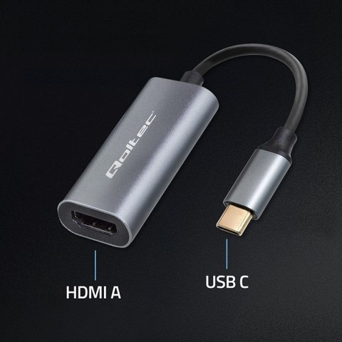 Qoltec Adapter Aluminiowa Przejściówka USB-C 3.1 MHL na HDMI 4K | 60Hz | 32AWG do Laptop Smartfon Qoltec Adapter Aluminiowa Przejściówka USB-C 3.1 MHL na HDMI 4K | 60Hz | 32AWG do Laptop Smartfon