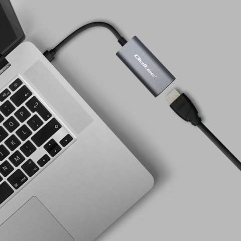 Qoltec Adapter Aluminiowa Przejściówka USB-C 3.1 MHL na HDMI 4K | 60Hz | 32AWG do Laptop Smartfon Qoltec Adapter Aluminiowa Przejściówka USB-C 3.1 MHL na HDMI 4K | 60Hz | 32AWG do Laptop Smartfon