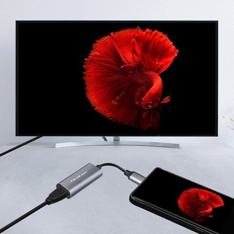 Qoltec Adapter Aluminiowa Przejściówka USB-C 3.1 MHL na HDMI 4K | 60Hz | 32AWG do Laptop Smartfon Qoltec Adapter Aluminiowa Przejściówka USB-C 3.1 MHL na HDMI 4K | 60Hz | 32AWG do Laptop Smartfon