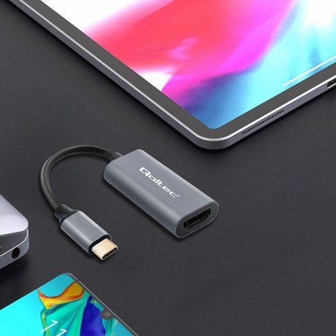 Qoltec Adapter Aluminiowa Przejściówka USB-C 3.1 MHL na HDMI 4K | 60Hz | 32AWG do Laptop Smartfon Qoltec Adapter Aluminiowa Przejściówka USB-C 3.1 MHL na HDMI 4K | 60Hz | 32AWG do Laptop Smartfon