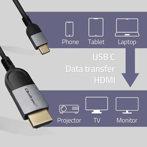 Qoltec Kabel Adapter USB-C na HDMI high speed 4K | 60Hz | 32AWG | 2m Qoltec Kabel Adapter USB-C na HDMI high speed 4K | 60Hz | 32AWG | 2m