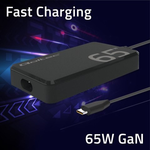 Qoltec Ładowarka sieciowa 65W GaN Super Fast SLIM | PD | 5-20V | 3.25A | USB-C 3.1 | Laptop | MacBook | Smartfon | + kabel Qoltec Ładowarka sieciowa 65W GaN Super Fast SLIM | PD | 5-20V | 3.25A | USB-C 3.1 | Laptop | MacBook | Smartfon | + kabel