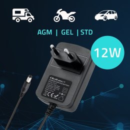 Qoltec Automatyczna ładowarka do akumulatora AGM GEL STD 12V | 1.5A | Prostownik z sygnalizatorem LED