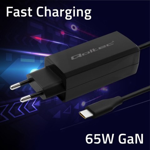 Qoltec Ładowarka sieciowa 65W GaN Super Fast | 5-20V | 3-3.25A | USB 3.1| Laptop | Smartfon | Tablet Qoltec Ładowarka sieciowa 65W GaN Super Fast | 5-20V | 3-3.25A | USB 3.1| Laptop | Smartfon | Tablet