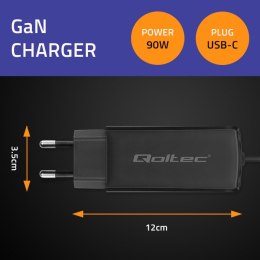 Qoltec Ładowarka sieciowa 90W GaN Super Fast | 5-20V | 3-4.5A | USB-C 3.1 | Laptop | Smartfon | Tablet