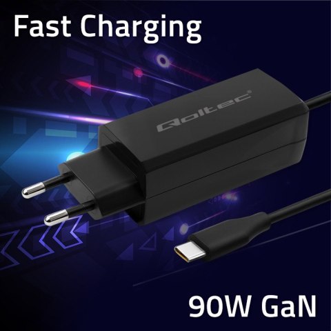 Qoltec Ładowarka sieciowa 90W GaN Super Fast | 5-20V | 3-4.5A | USB-C 3.1 | Laptop | Smartfon | Tablet Qoltec Ładowarka sieciowa 90W GaN Super Fast | 5-20V | 3-4.5A | USB-C 3.1 | Laptop | Smartfon | Tablet