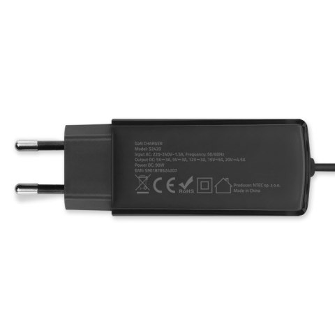 Qoltec Ładowarka sieciowa 90W GaN Super Fast | 5-20V | 3-4.5A | USB-C 3.1 | Laptop | Smartfon | Tablet Qoltec Ładowarka sieciowa 90W GaN Super Fast | 5-20V | 3-4.5A | USB-C 3.1 | Laptop | Smartfon | Tablet