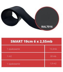 Taśma ogrodzeniowa PASKI 6 x 2,55mb SMART 19cm PROTECTO™ GRAFIT + 12 klipsów GRATIS