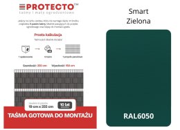 Taśma ogrodzeniowa PASKI 6 x 2,55mb SMART 19cm PROTECTO™ ZIELONA + 12 klipsów GRATIS