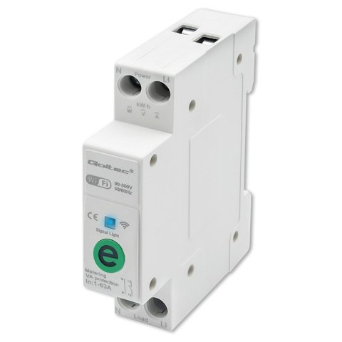 Qoltec Przekaźnik 63A na szynę DIN z licznikiem energii elektrycznej | eWeLink od Sonoff | Wi-Fi | Dioda LED Qoltec Przekaźnik 63A na szynę DIN z licznikiem energii elektrycznej | eWeLink od Sonoff | Wi-Fi | Dioda LED