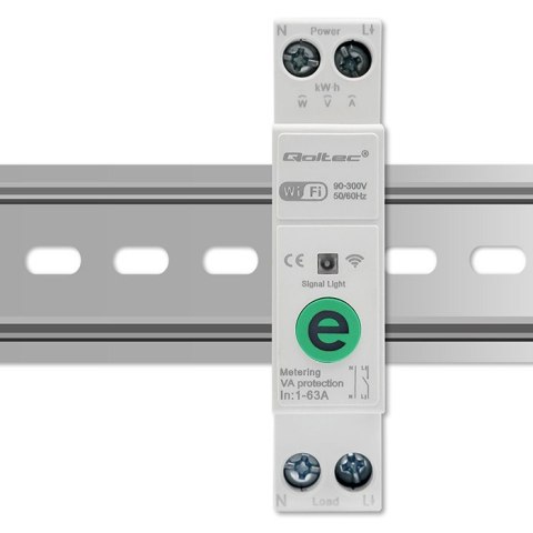 Qoltec Przekaźnik 63A na szynę DIN z licznikiem energii elektrycznej | eWeLink od Sonoff | Wi-Fi | Dioda LED Qoltec Przekaźnik 63A na szynę DIN z licznikiem energii elektrycznej | eWeLink od Sonoff | Wi-Fi | Dioda LED