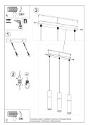 Lampa wisząca BORGIO 3L czarny